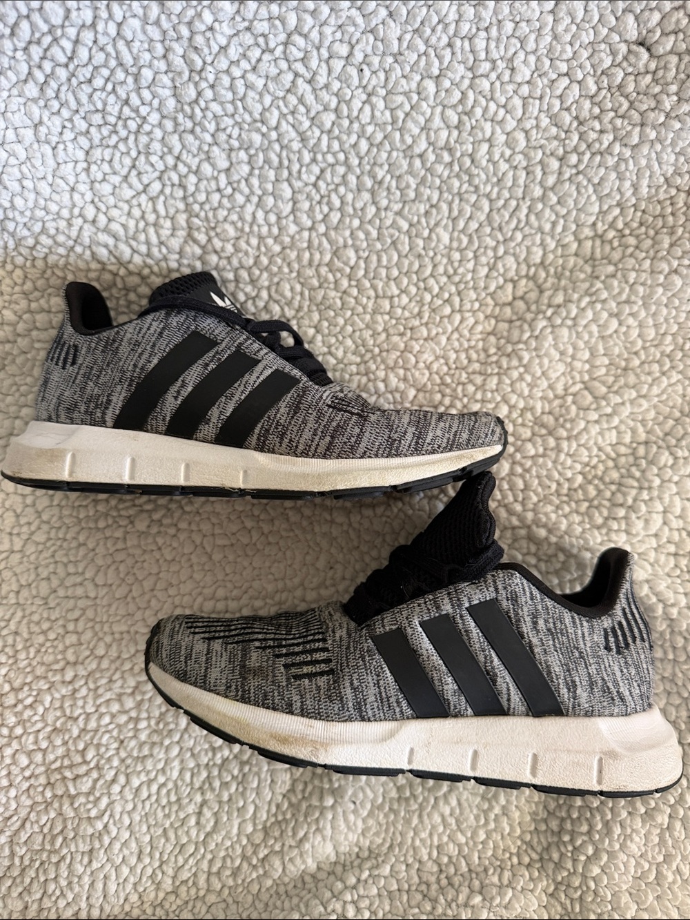 adidas kids Gray and Black Knit Athletic Sneakers